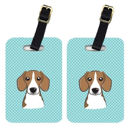 Carolines Treasures Carolines Treasures BB1177BT Pair Of Checkerboard Blue Beagle Luggage Tags BB1177BT